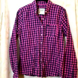 Abercrombie and Fitch Long Sleeve Button Plaid Blouse - SIZE L